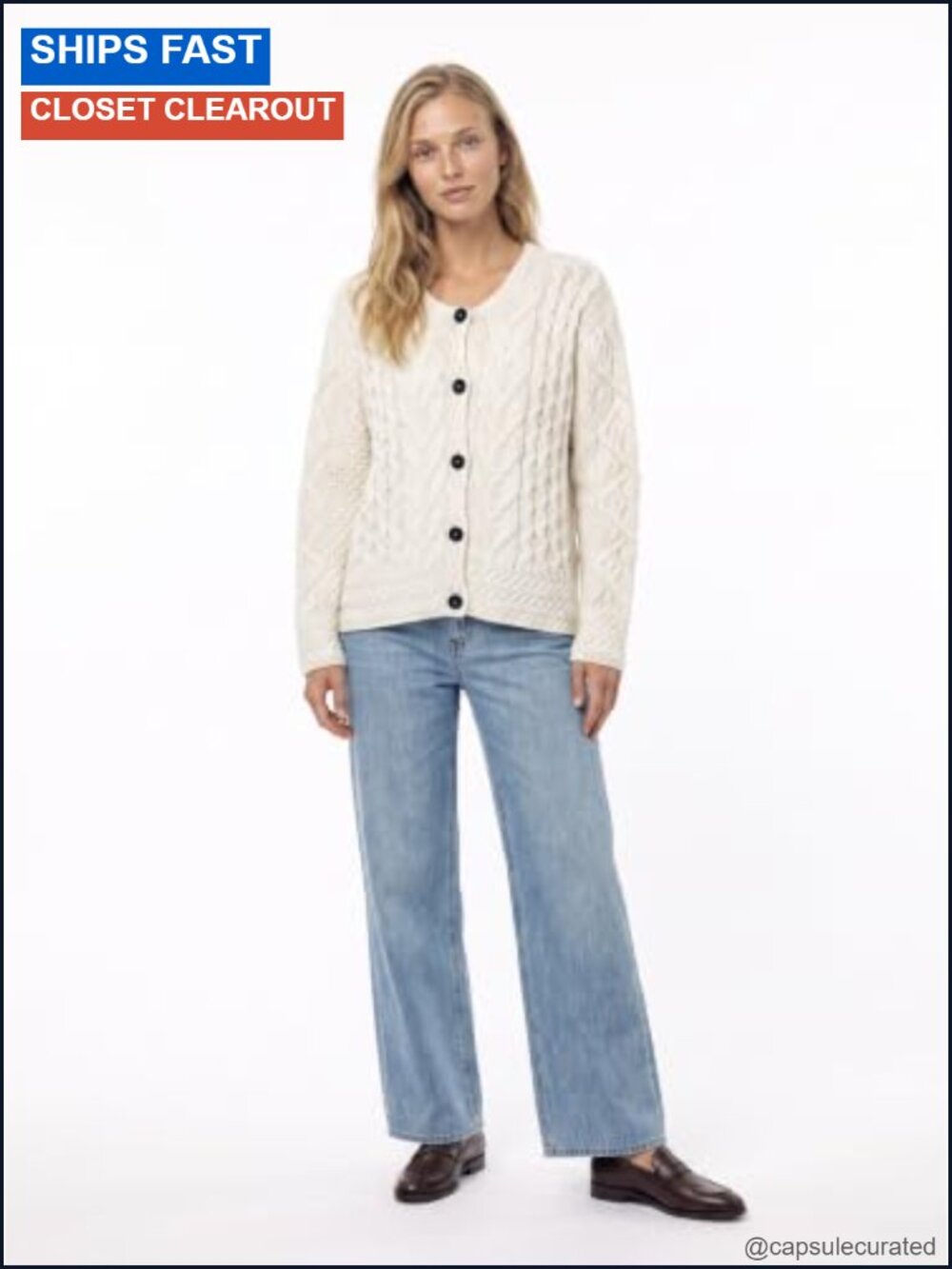 Irish Cable Knit Merino Wool Cardigan for Women Made in Ireland - Picture 3 of 3